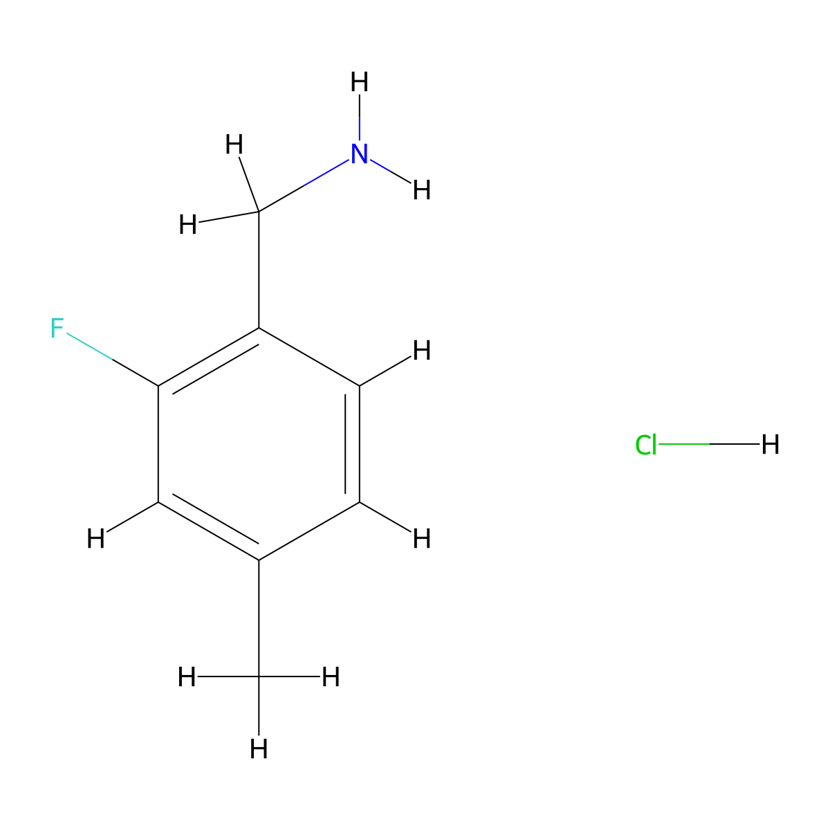 (2-Fluoro-4-methylphenyl)methanamine hydrochloride molecular structure, CAS 1214334-14-1