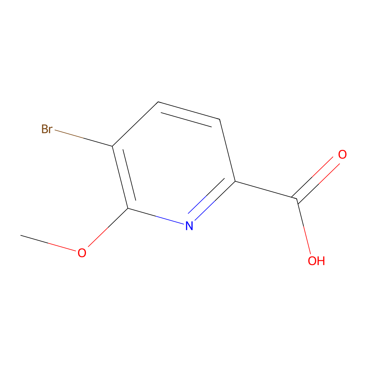 5-Bromo-6-methoxypyridine-2-carboxylic acid molecular structure, CAS 1214334-70-9