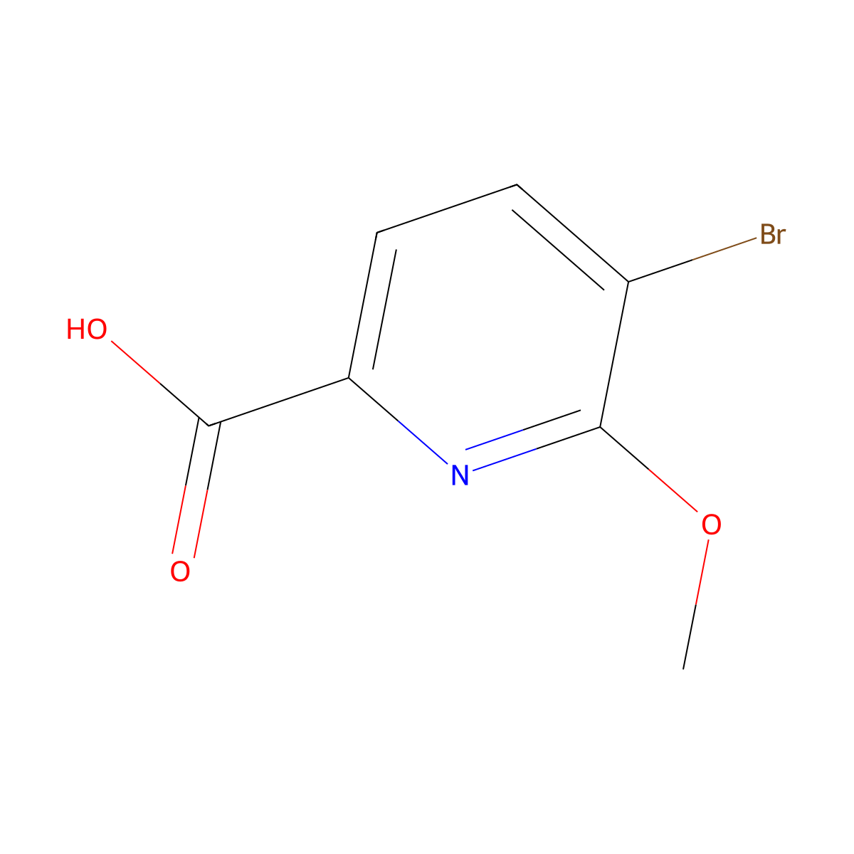 5-Bromo-6-methoxypyridine-2-carboxylic acid molecular structure, CAS 1214334-70-9