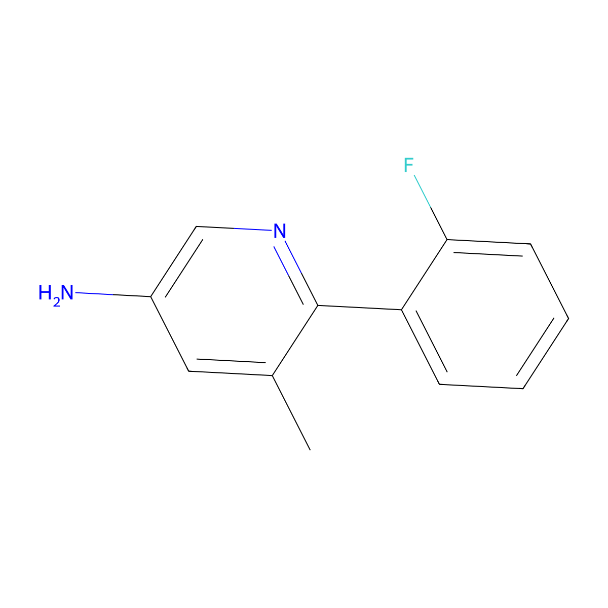 6-(2-Fluorophenyl)-5-methylpyridin-3-amine molecular structure, CAS 1214334-80-1