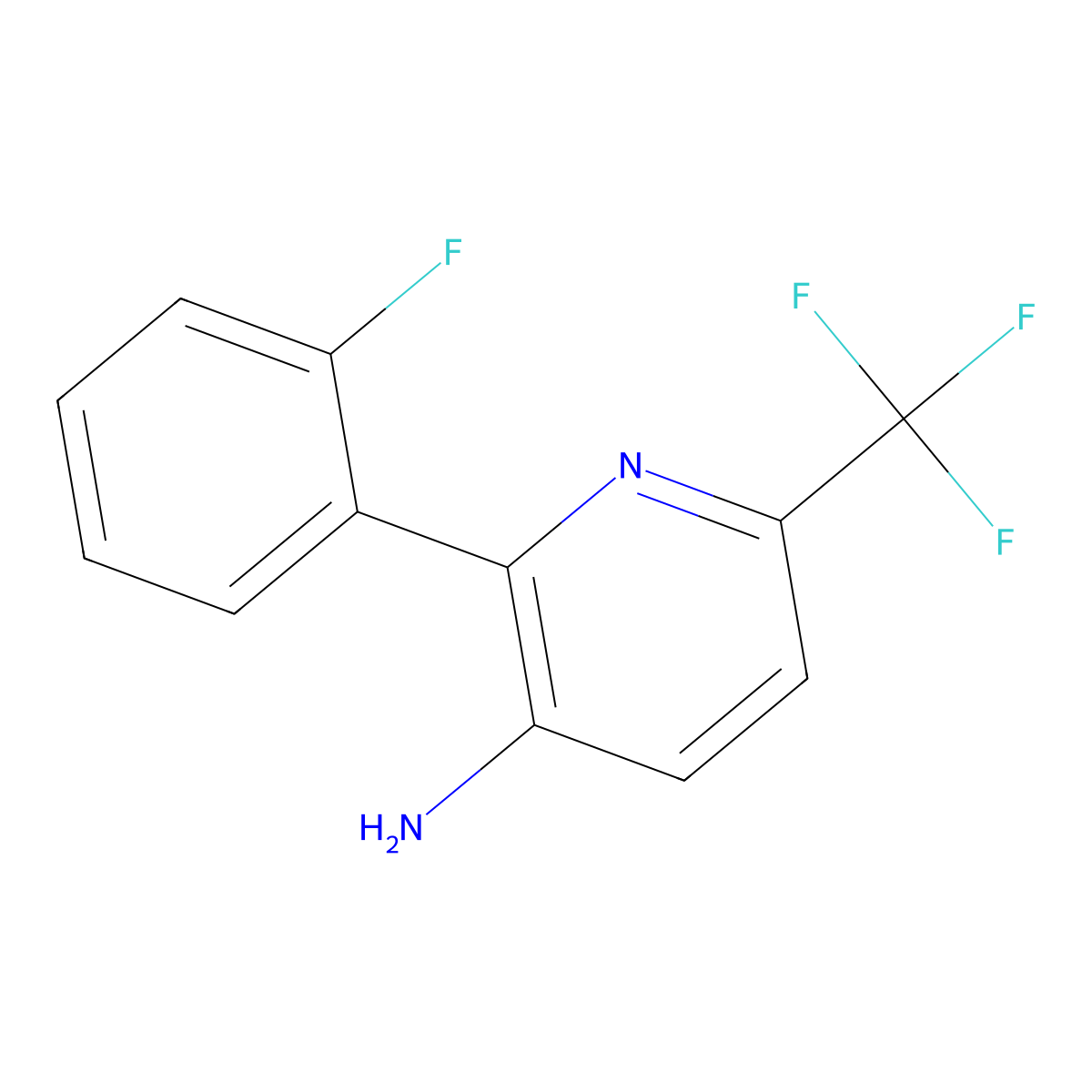 2-(2-Fluorophenyl)-6-(trifluoromethyl)pyridin-3-amine molecular structure, CAS 1214334-88-9