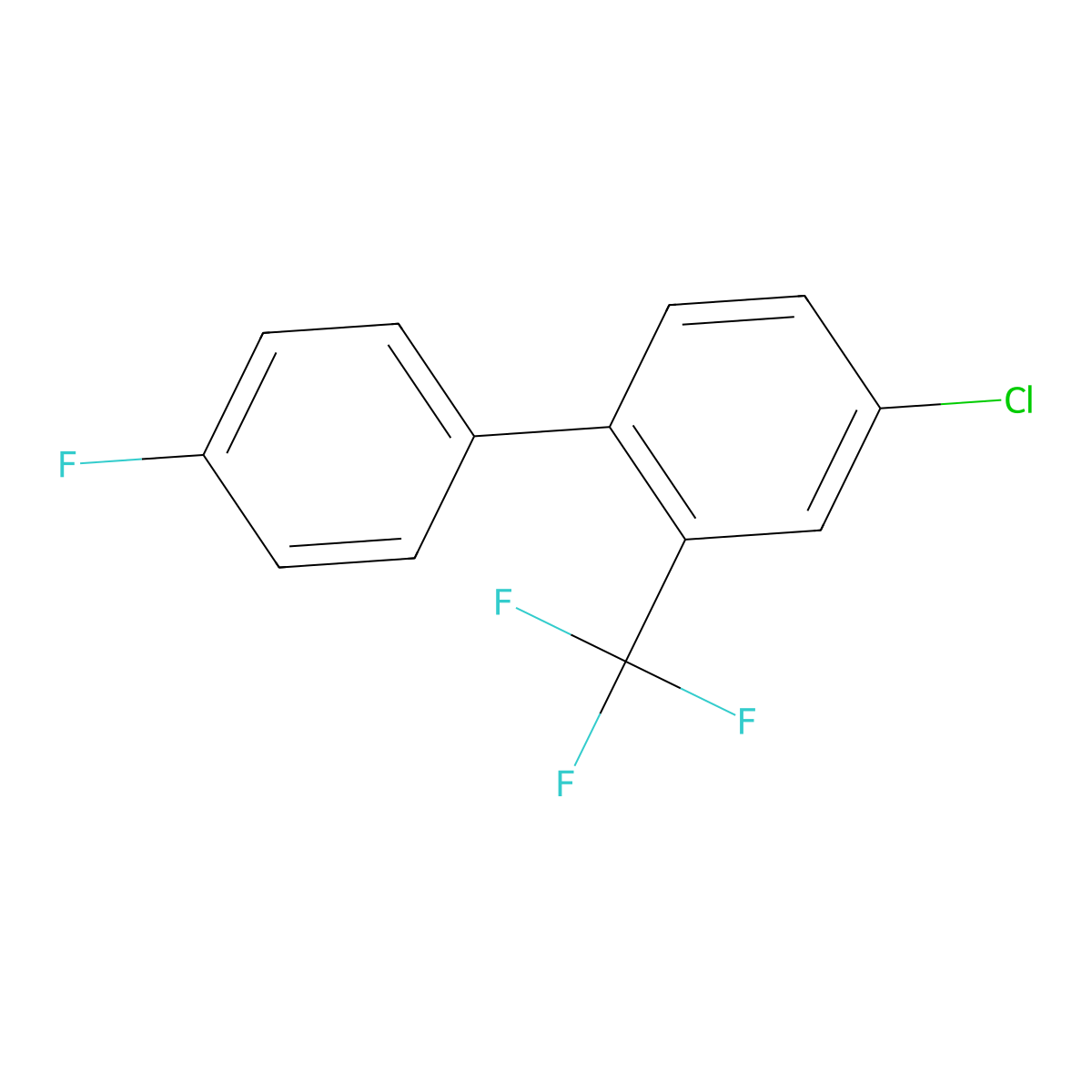 4-Chloro-4'-fluoro-2-(trifluoromethyl)-1,1'-biphenyl molecular structure, CAS 1214334-97-0