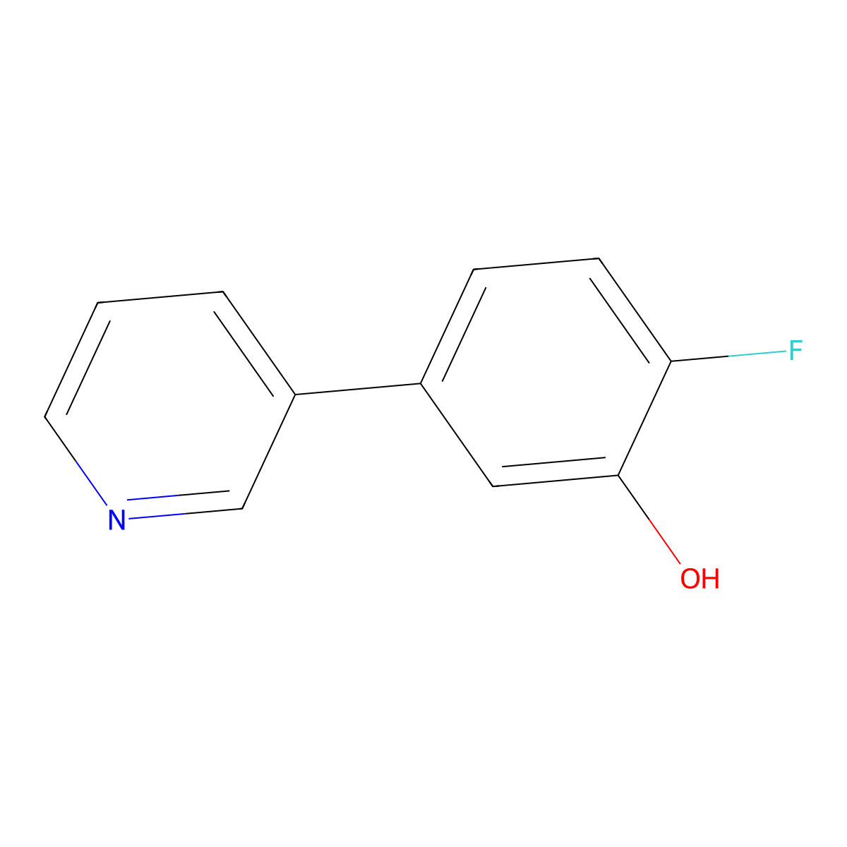 2-Fluoro-5-(pyridin-3-yl)phenol molecular structure, CAS 1214334-99-2