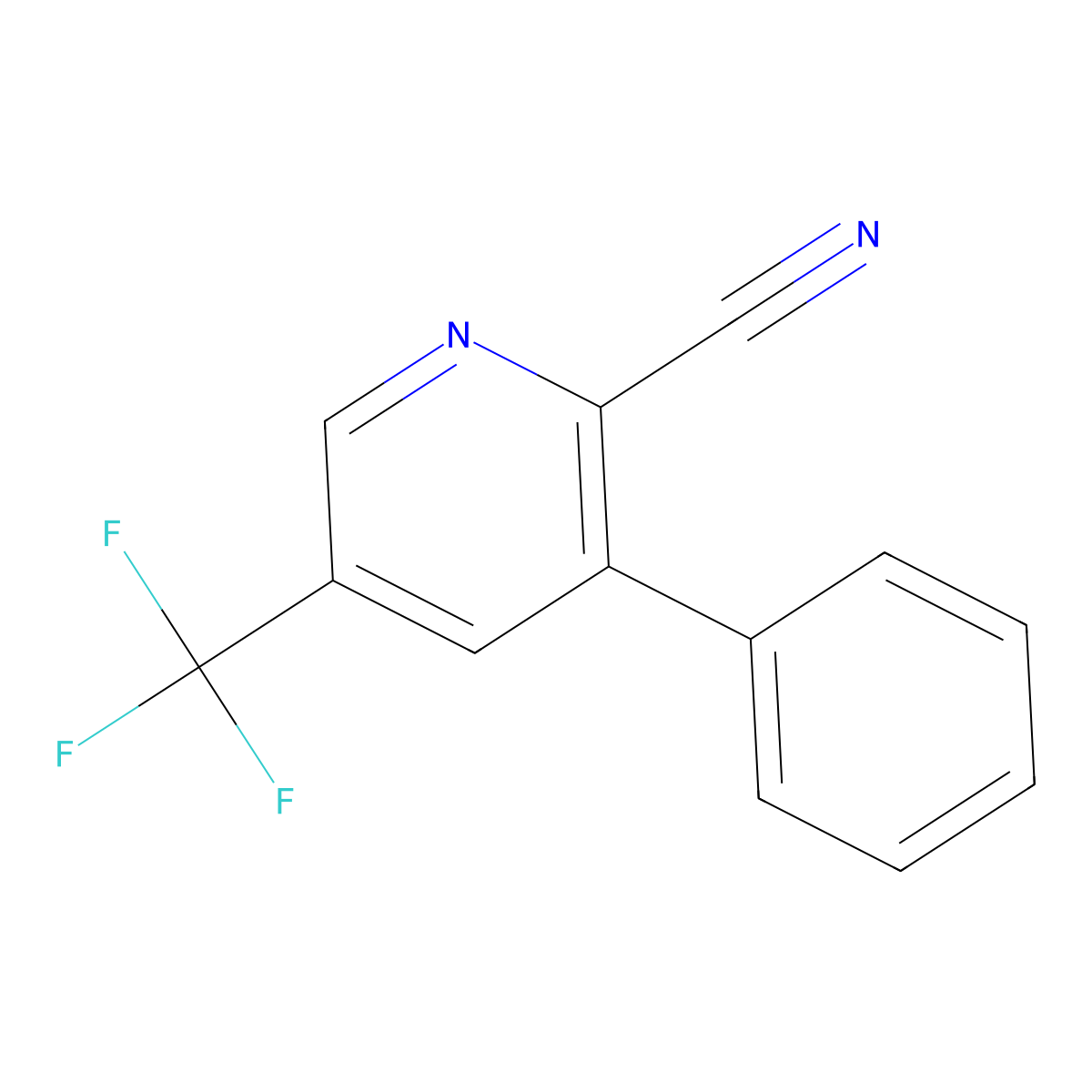 2-Cyano-3-phenyl-5-(trifluoromethyl)pyridine molecular structure, CAS 1214335-58-6