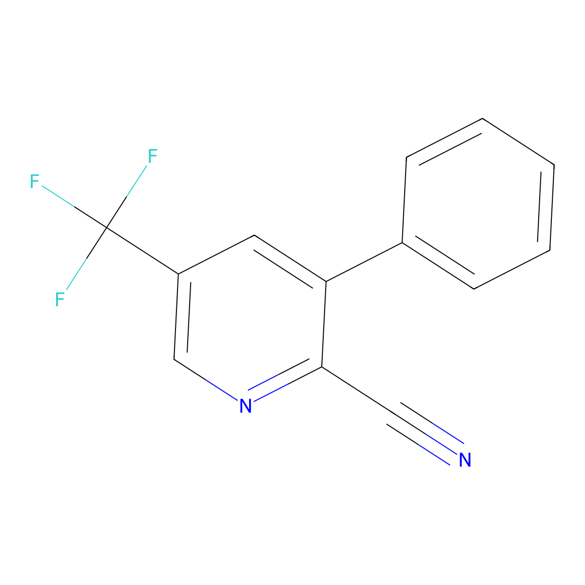 2-Cyano-3-phenyl-5-(trifluoromethyl)pyridine molecular structure, CAS 1214335-58-6
