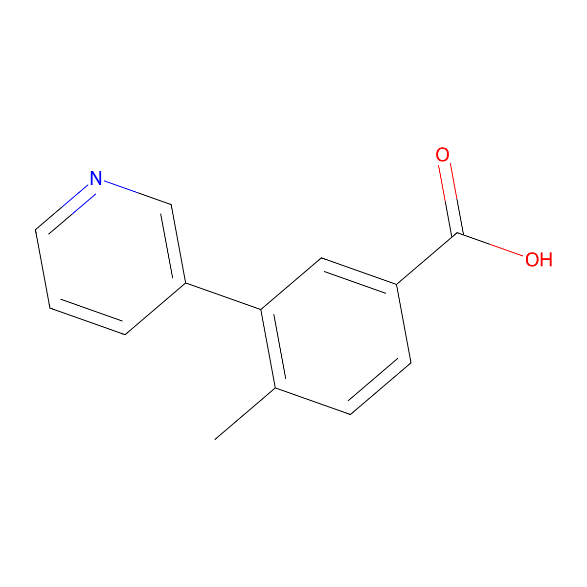 4-Methyl-3-(pyridin-3-yl)benzoic acid molecular structure, CAS 1214335-68-8