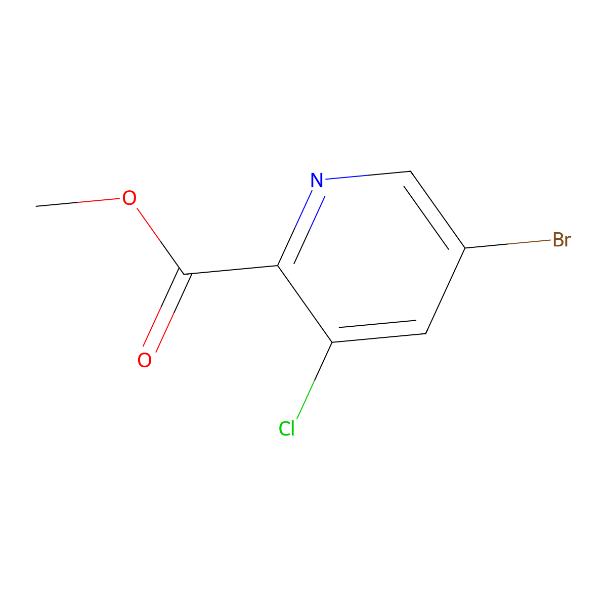 Methyl 5-bromo-3-chloropyridine-2-carboxylate molecular structure, CAS 1214336-41-0