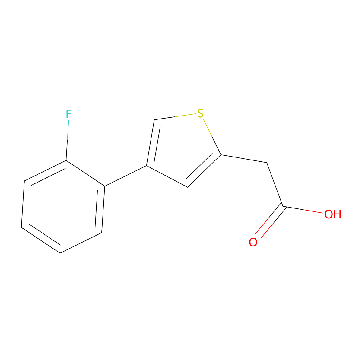 4-(2-Fluorophenyl)-2-thiopheneacetic acid molecular structure, CAS 1214336-42-1
