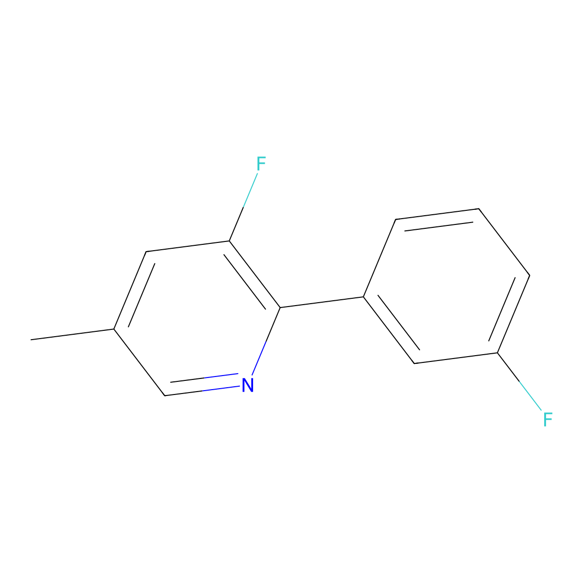3-Fluoro-2-(3-fluorophenyl)-5-methylpyridine molecular structure, CAS 1214336-82-9