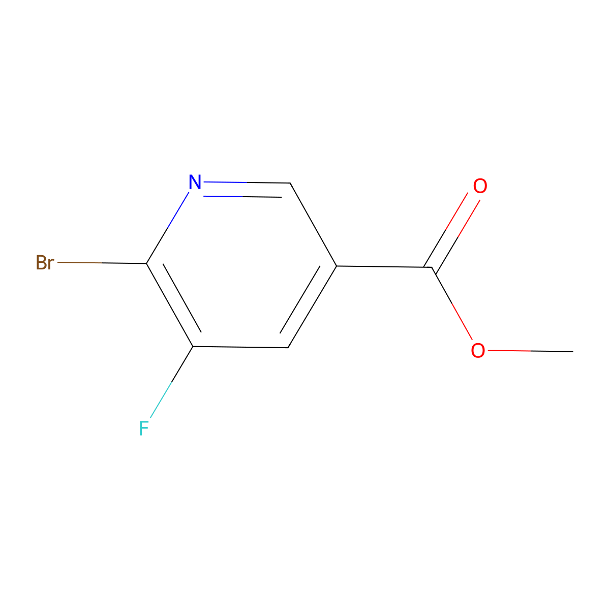 Methyl 6-bromo-5-fluoronicotinate molecular structure, CAS 1214336-88-5