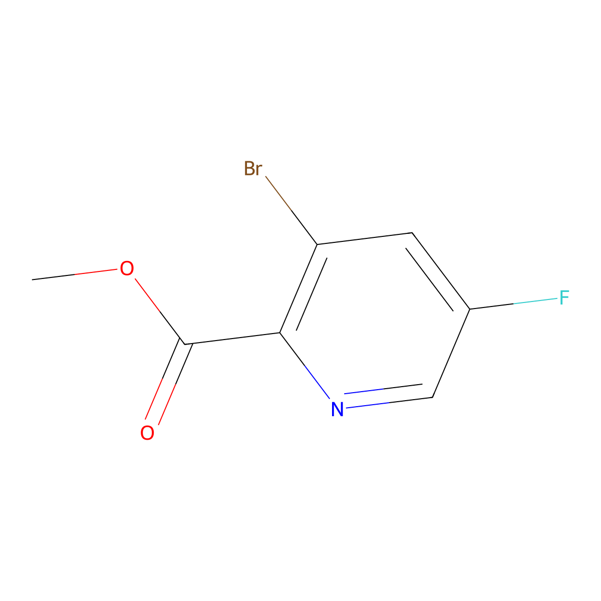 Methyl 3-bromo-5-fluoropyridine-2-carboxylate molecular structure, CAS 1214337-00-4