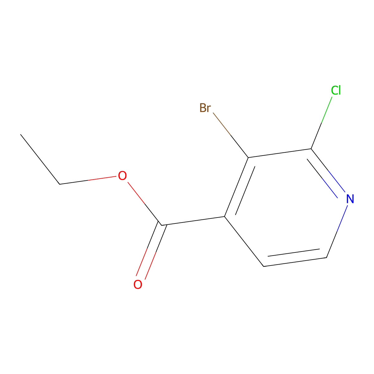 Ethyl 3-bromo-2-chloroisonicotinate molecular structure, CAS 1214337-62-8