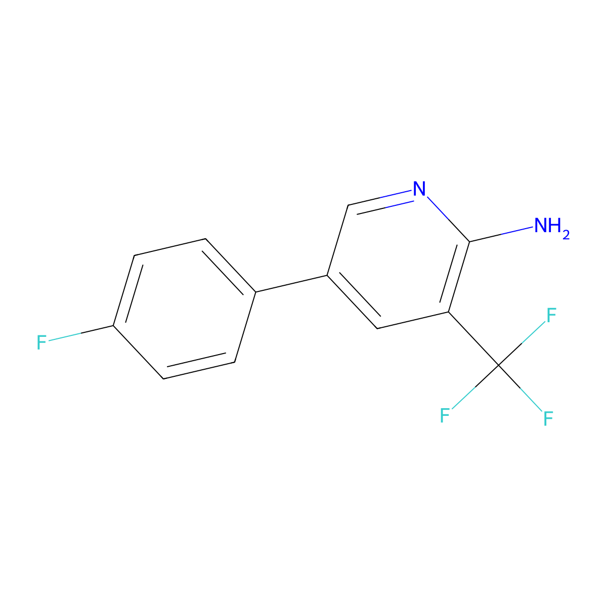 5-(4-Fluorophenyl)-3-(trifluoromethyl)pyridin-2-amine molecular structure, CAS 1214338-04-1