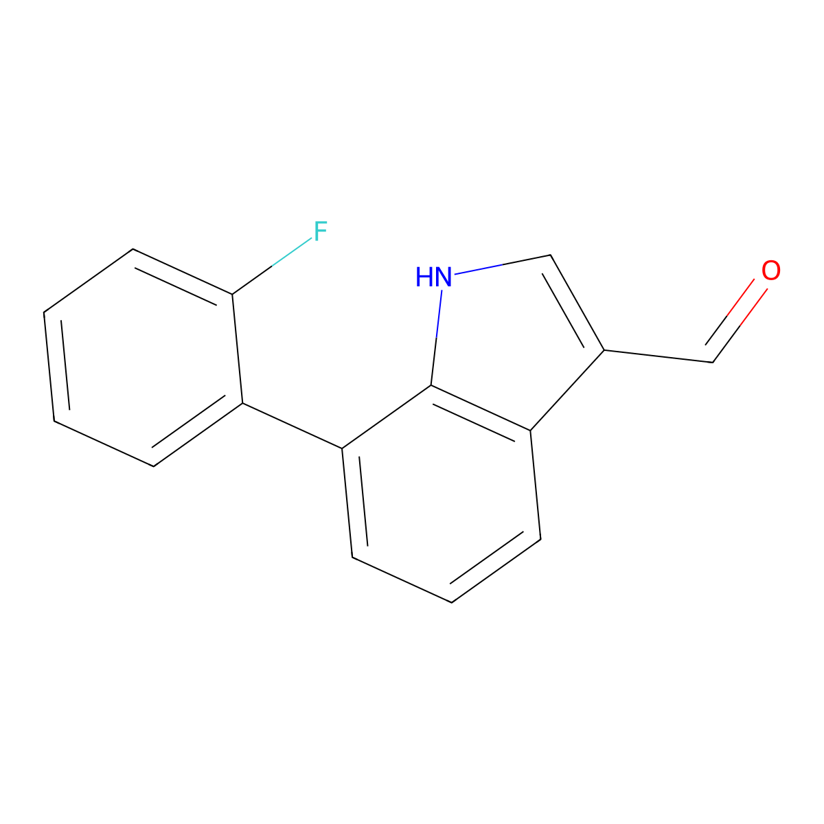 7-(2-fluorophenyl)-1H-indole-3-carbaldehyde molecular structure, CAS 1214338-55-2