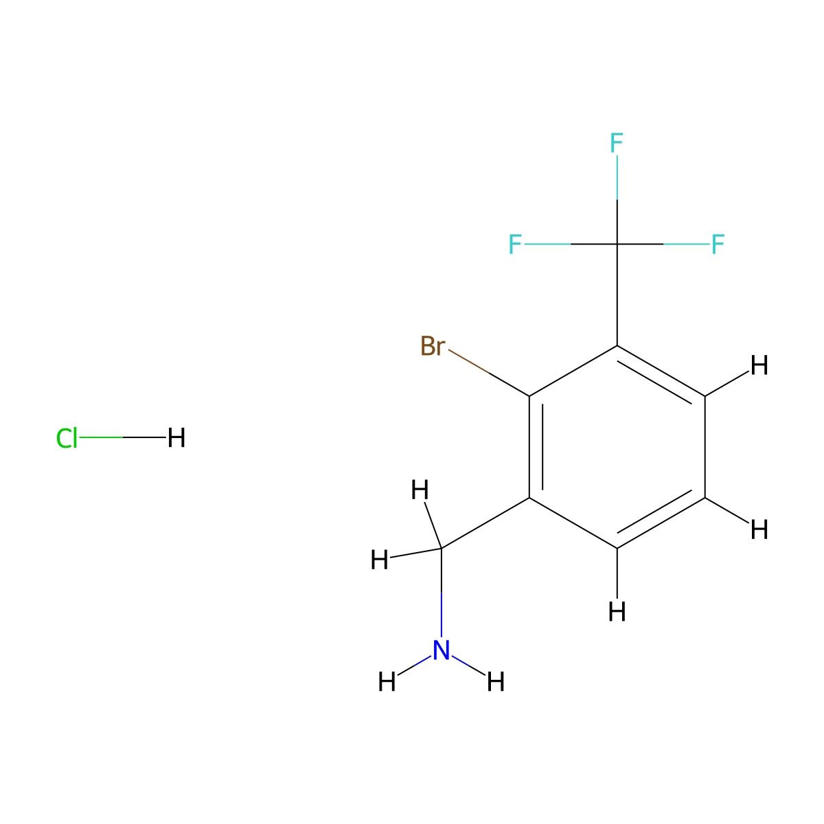 (2-Bromo-3-(trifluoromethyl)phenyl)methanamine hydrochloride molecular structure, CAS 1214339-18-0