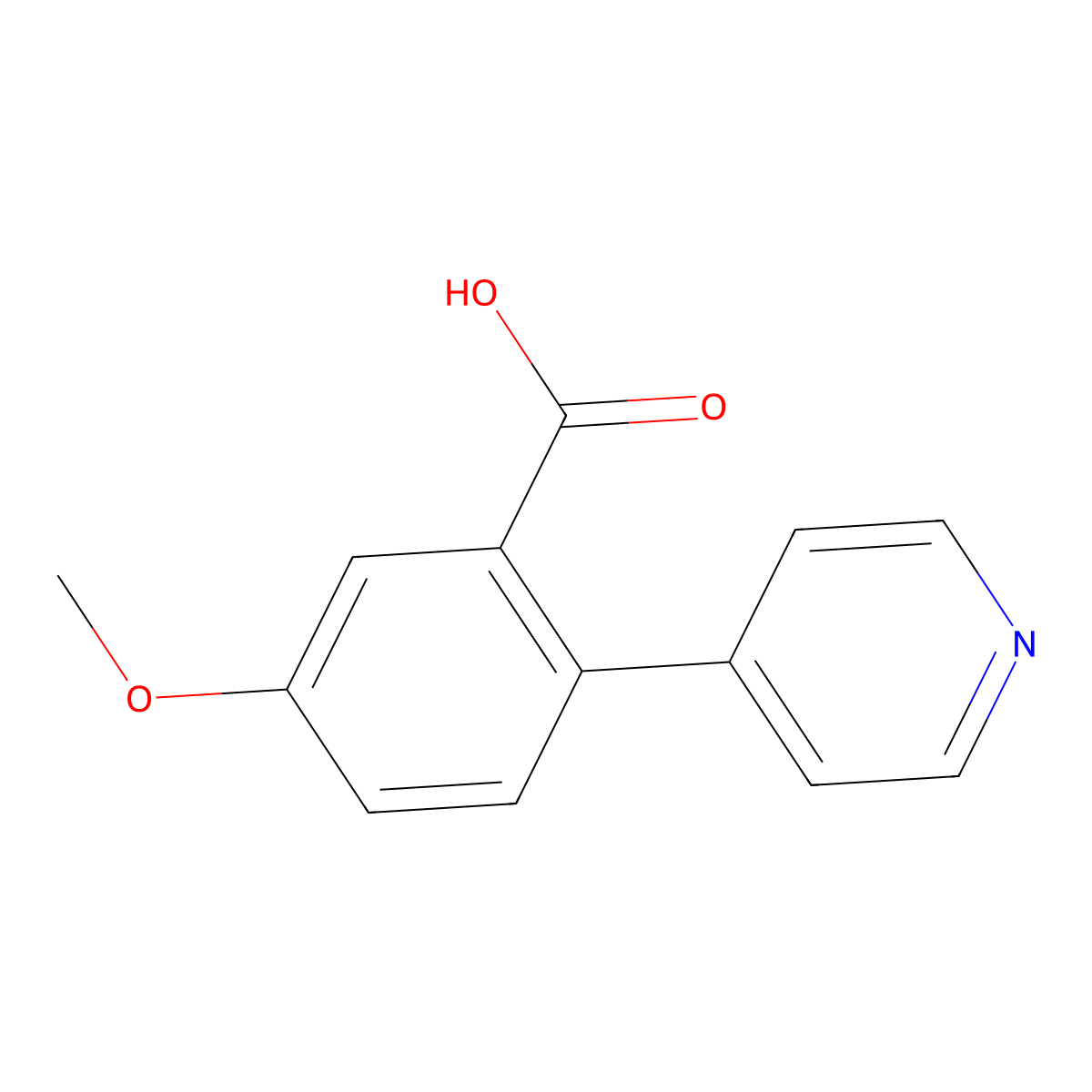 5-Methoxy-2-pyridin-4-ylbenzoic acid molecular structure, CAS 1214339-21-5