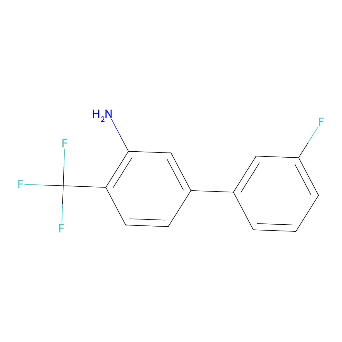 3'-Fluoro-4-(trifluoromethyl)biphenyl-3-amine molecular structure, CAS 1214339-35-1