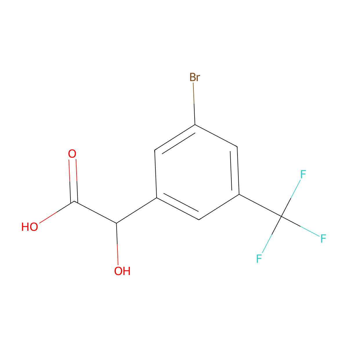 2-(3-Bromo-5-(trifluoromethyl)phenyl)-2-hydroxyacetic acid molecular structure, CAS 1214339-37-3
