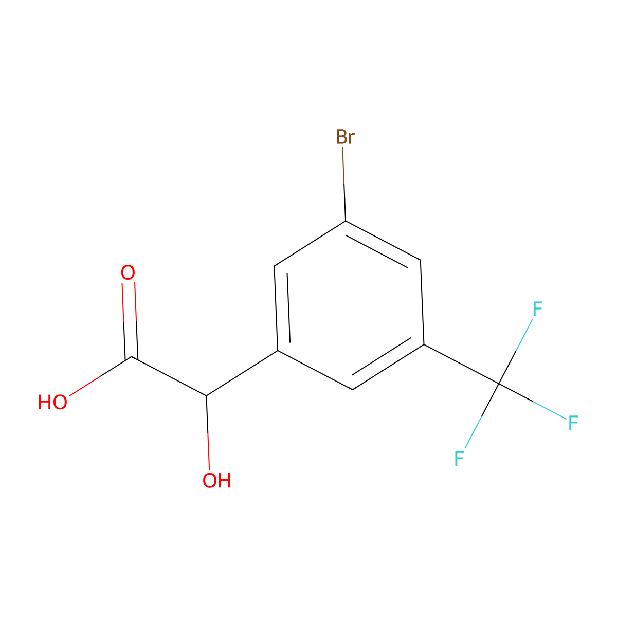 2-(3-Bromo-5-(trifluoromethyl)phenyl)-2-hydroxyacetic acid molecular structure, CAS 1214339-37-3