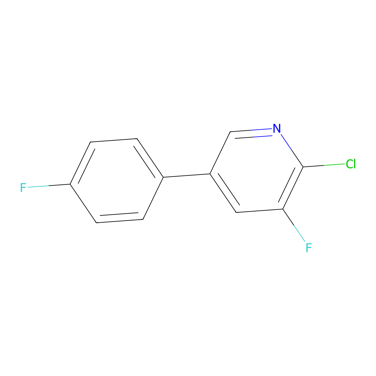 2-Chloro-3-fluoro-5-(4-fluorophenyl)pyridine molecular structure, CAS 1214339-49-7