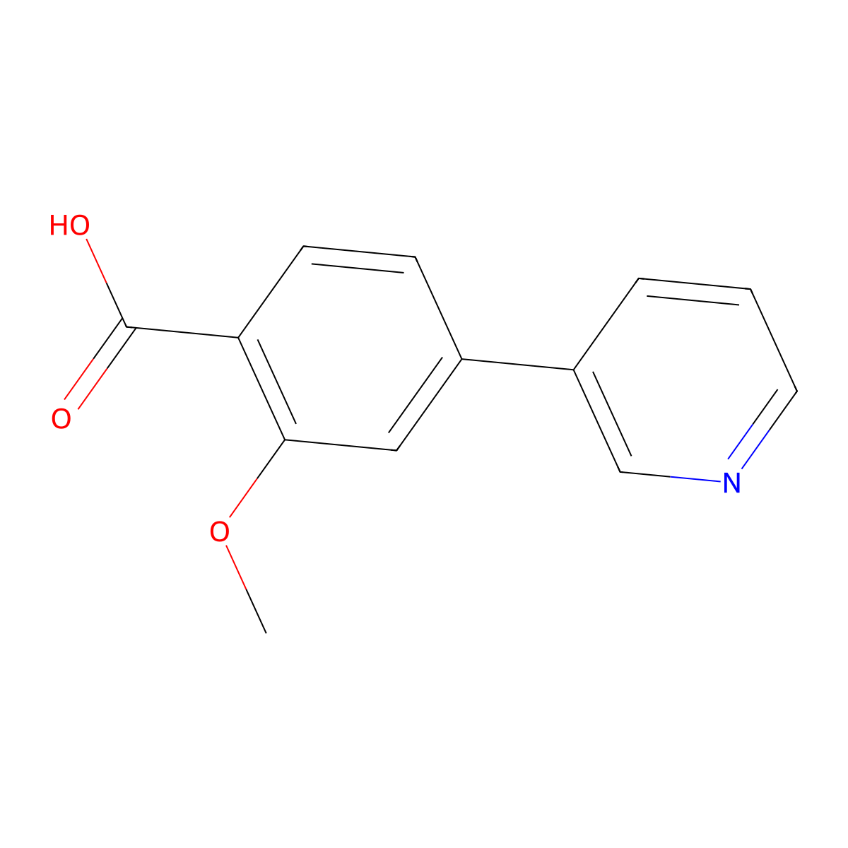 2-Methoxy-4-(pyridin-3-yl)benzoic acid molecular structure, CAS 1214339-68-0