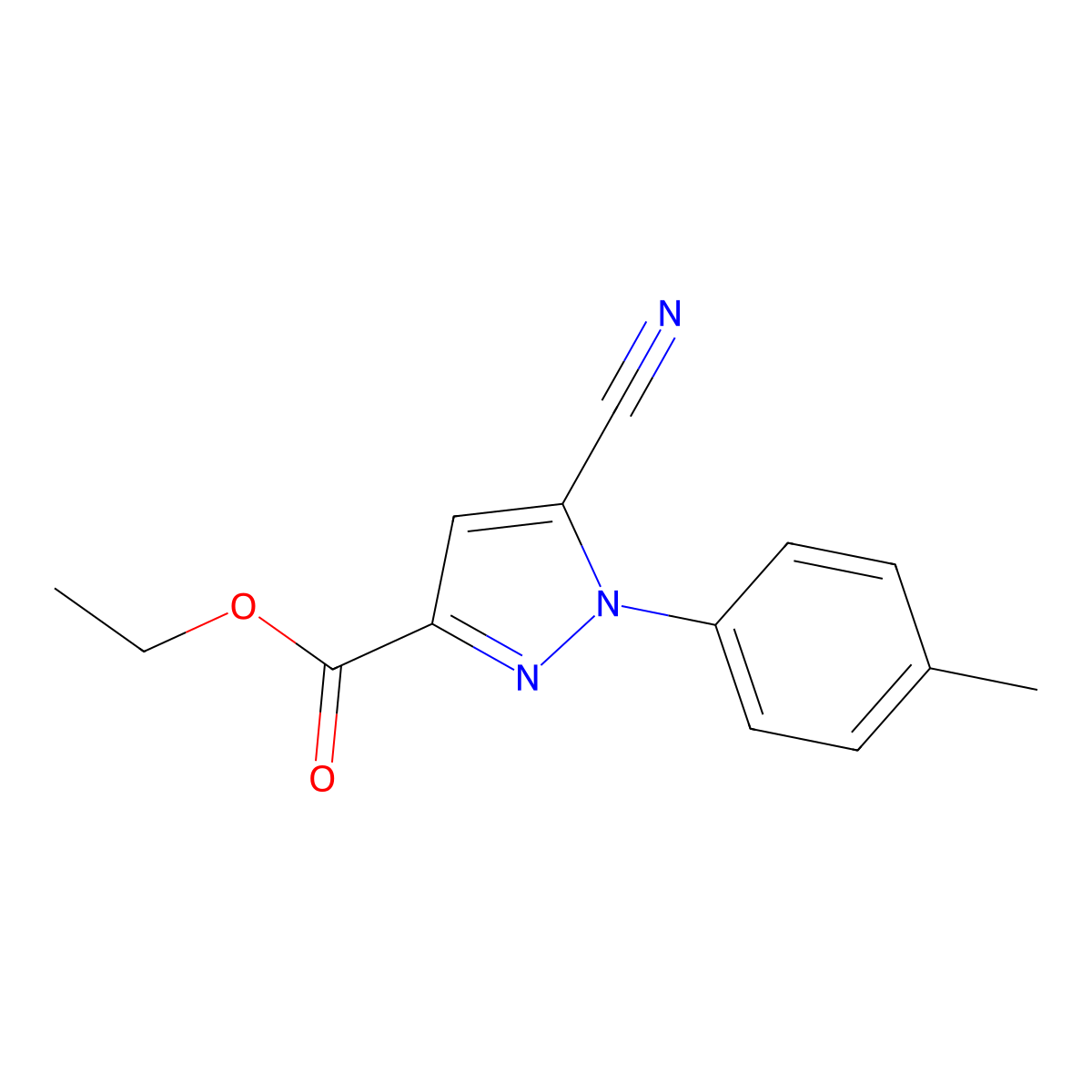 Ethyl 5-cyano-1-(p-tolyl)-1H-pyrazole-3-carboxylate molecular structure, CAS 121434-51-3