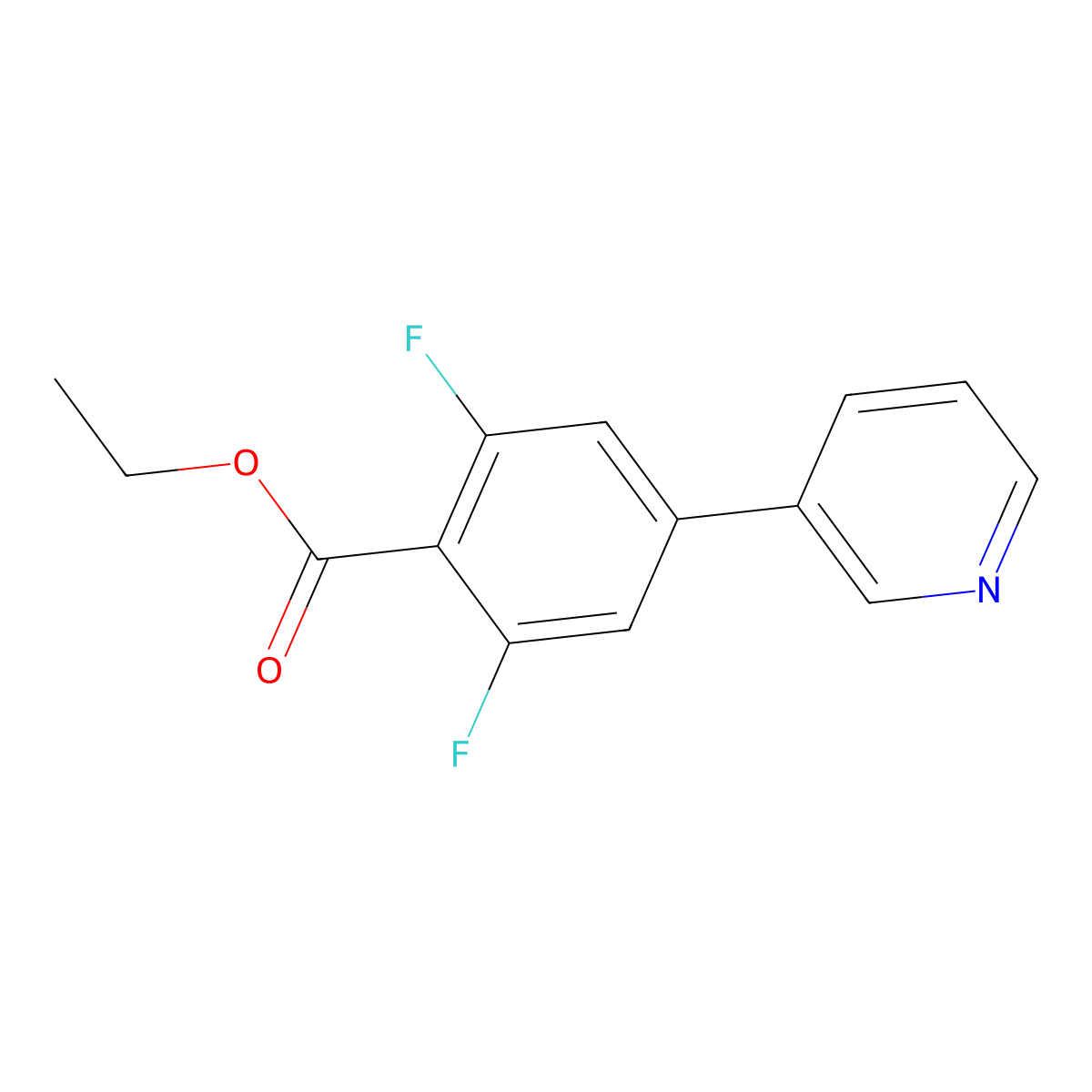 Ethyl 2,6-difluoro-4-(3-pyridinyl)benzoate molecular structure, CAS 1214340-75-6