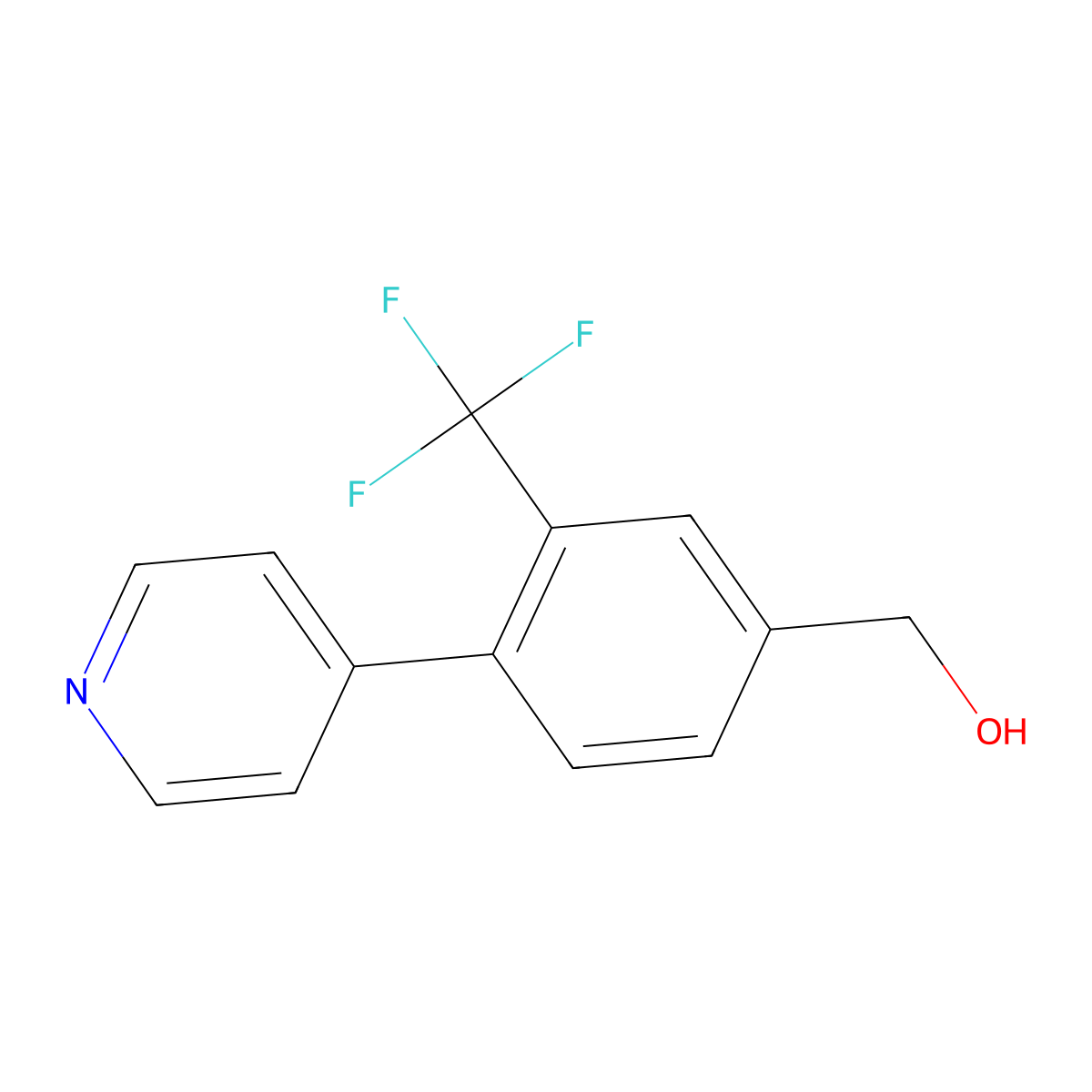 (4-(Pyridin-4-yl)-3-(trifluoromethyl)phenyl)methanol molecular structure, CAS 1214340-86-9