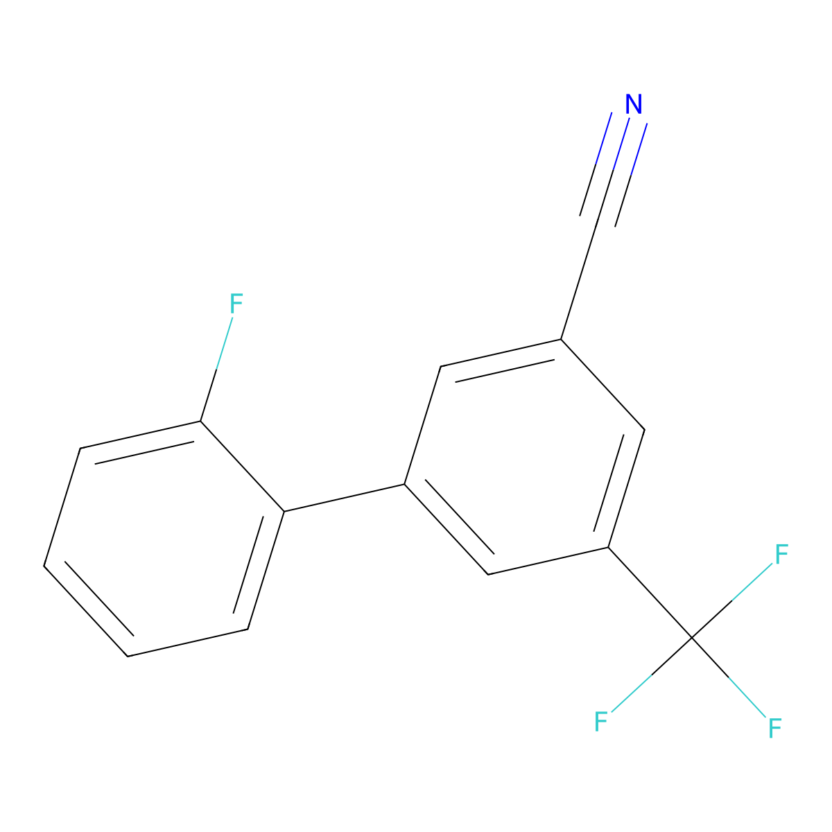 2'-Fluoro-5-(trifluoromethyl)-[1,1'-biphenyl]-3-carbonitrile molecular structure, CAS 1214340-87-0