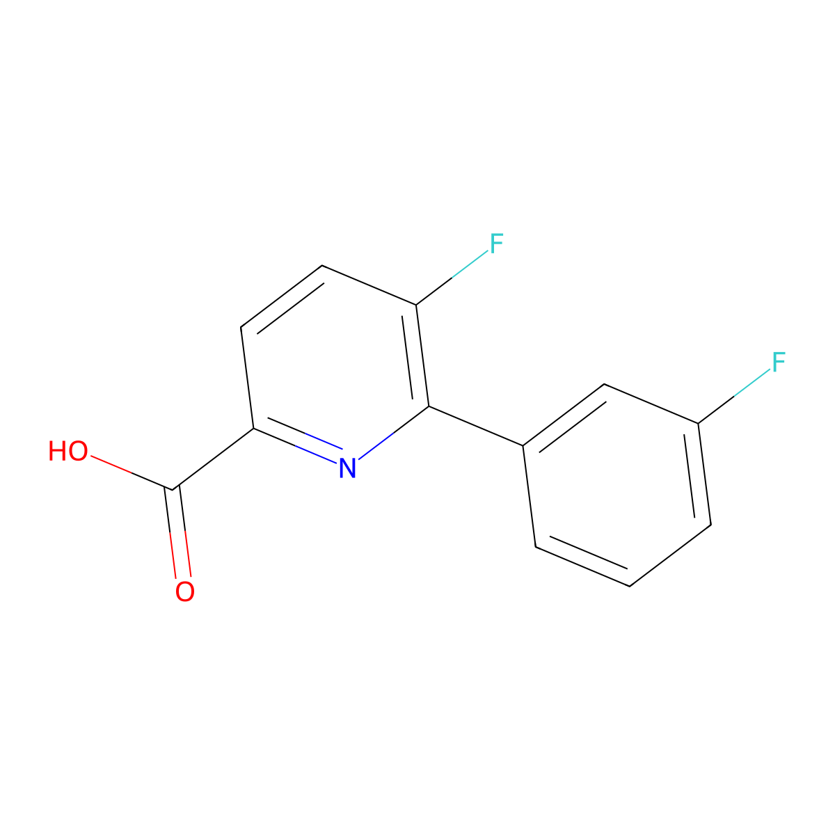 5-Fluoro-6-(3-fluorophenyl)picolinic acid molecular structure, CAS 1214340-96-1