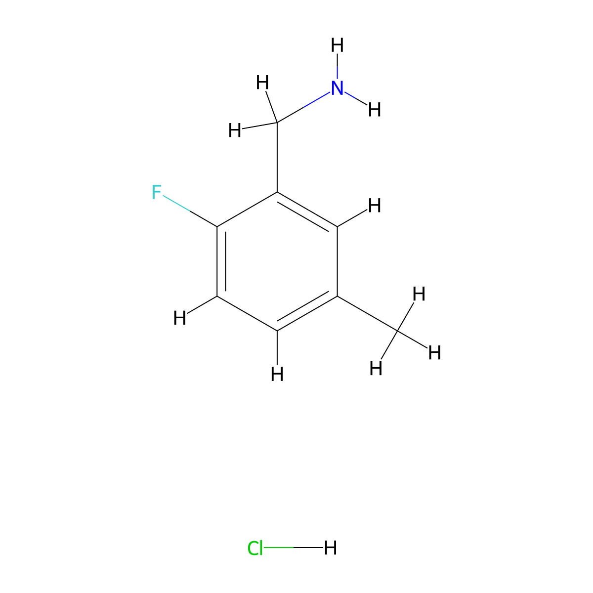 2-Fluoro-5-methylbenzylamine hydrochloride molecular structure, CAS 1214341-09-9
