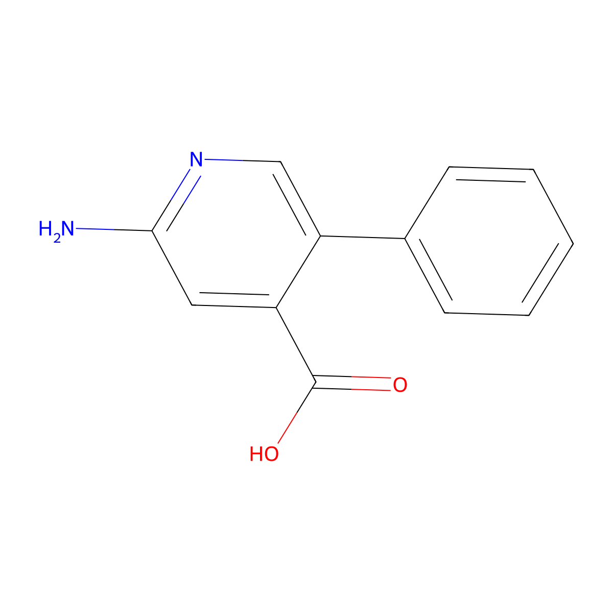 2-Amino-5-phenylpyridine-4-carboxylic acid molecular structure, CAS 1214341-29-3