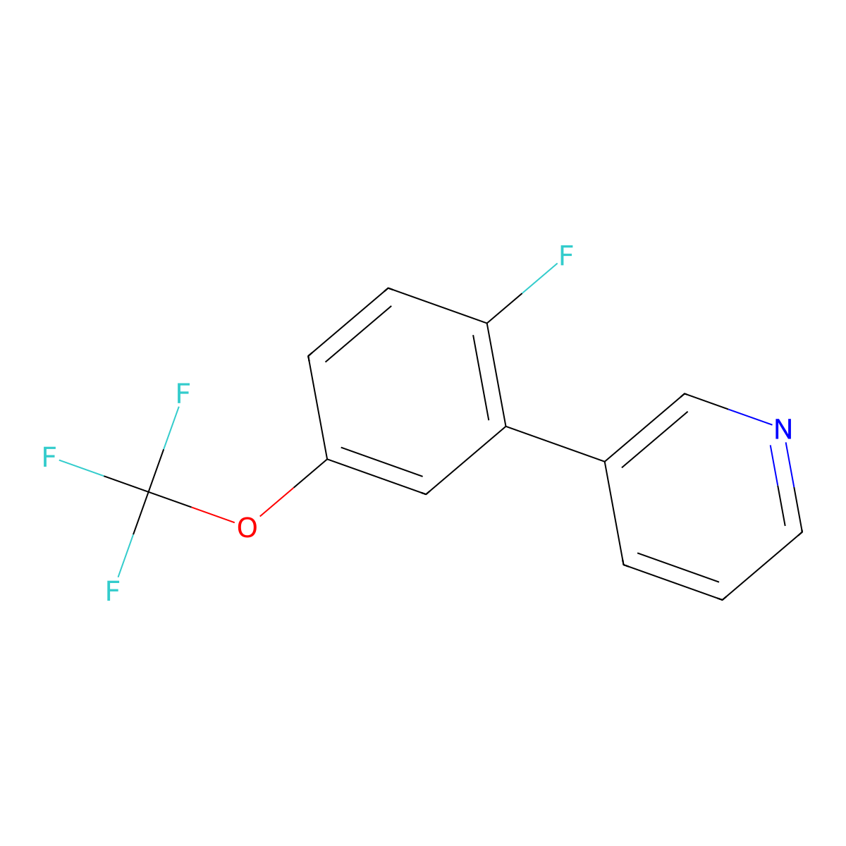 3-[2-Fluoro-5-(trifluoromethoxy)phenyl]pyridine molecular structure, CAS 1214341-41-9