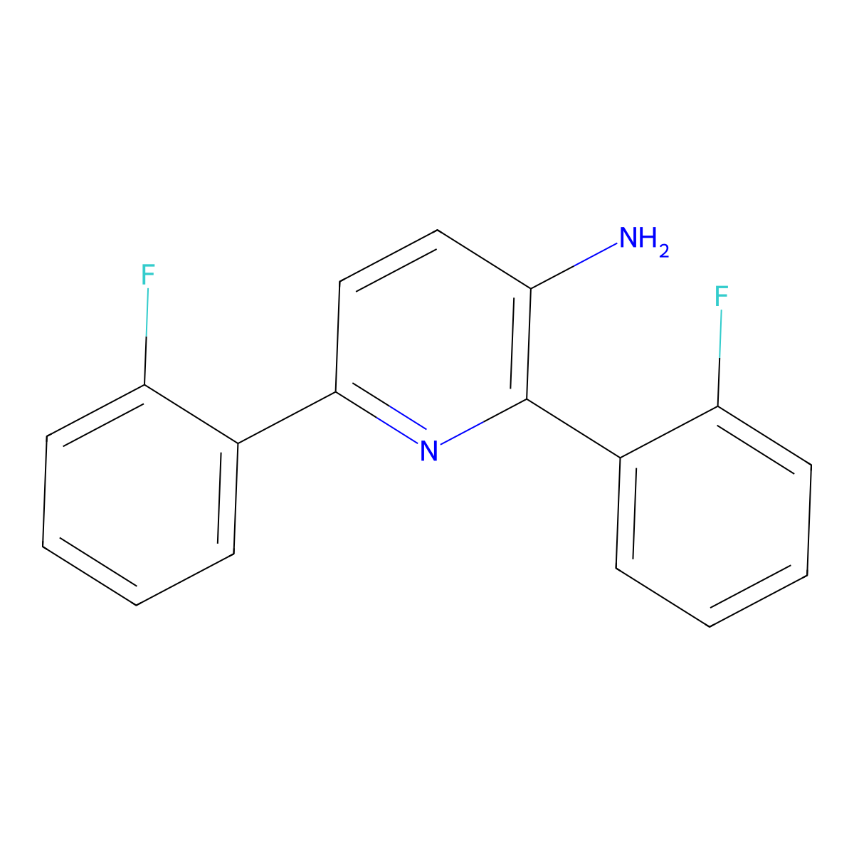 2,6-Bis(2-fluorophenyl)pyridin-3-amine molecular structure, CAS 1214341-48-6