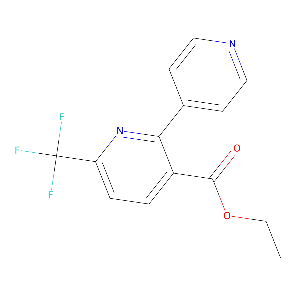 Ethyl 2-(pyridin-4-yl)-6-(trifluoromethyl)nicotinate molecular structure, CAS 1214341-53-3