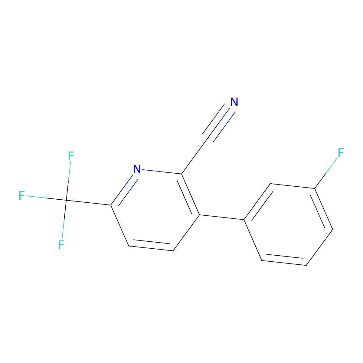 3-(3-Fluorophenyl)-6-(trifluoromethyl)picolinonitrile molecular structure, CAS 1214342-11-6
