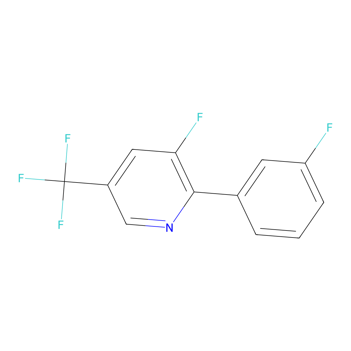 3-Fluoro-2-(3-fluorophenyl)-5-(trifluoromethyl)pyridine molecular structure, CAS 1214342-27-4