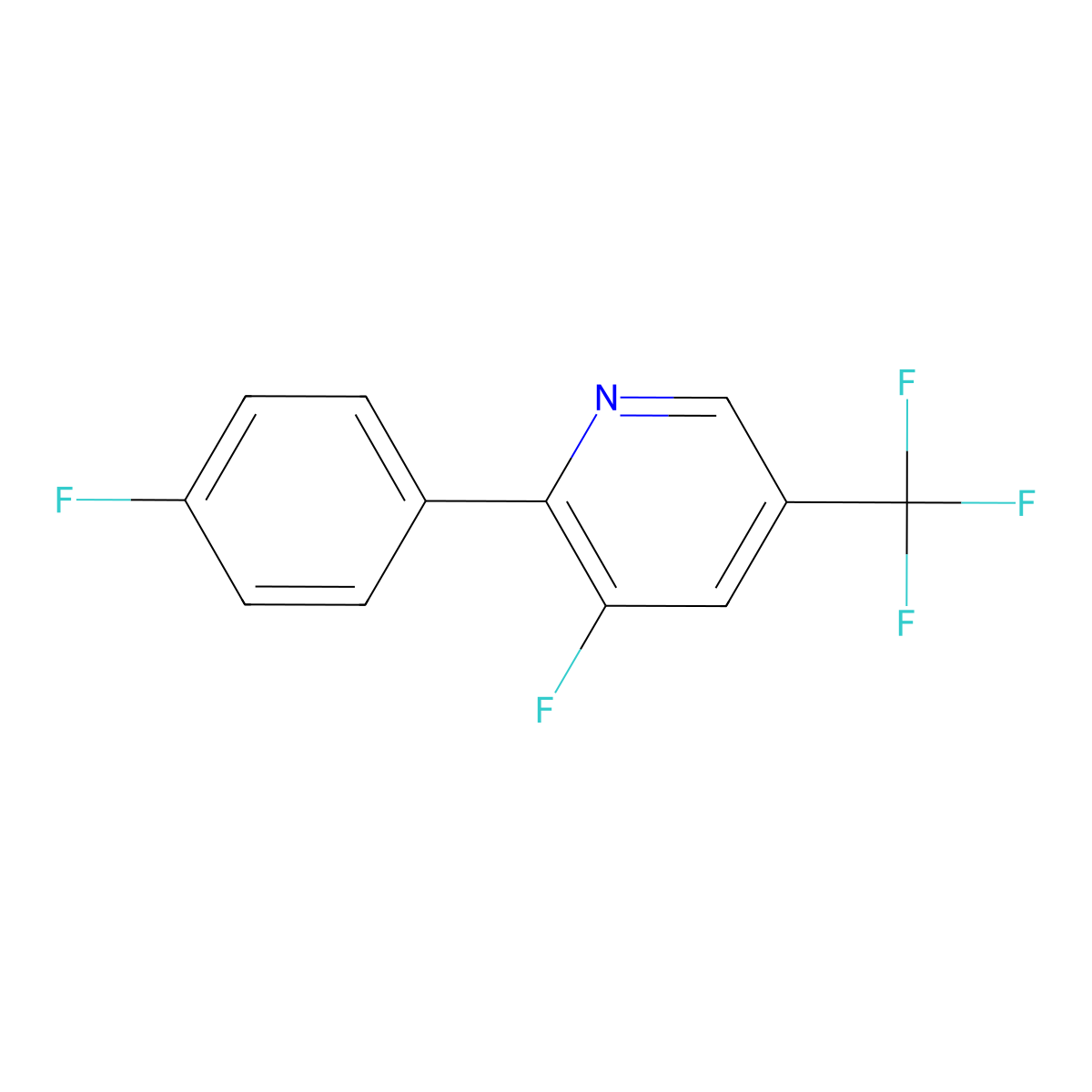 3-Fluoro-2-(4-fluorophenyl)-5-(trifluoromethyl)pyridine molecular structure, CAS 1214342-33-2