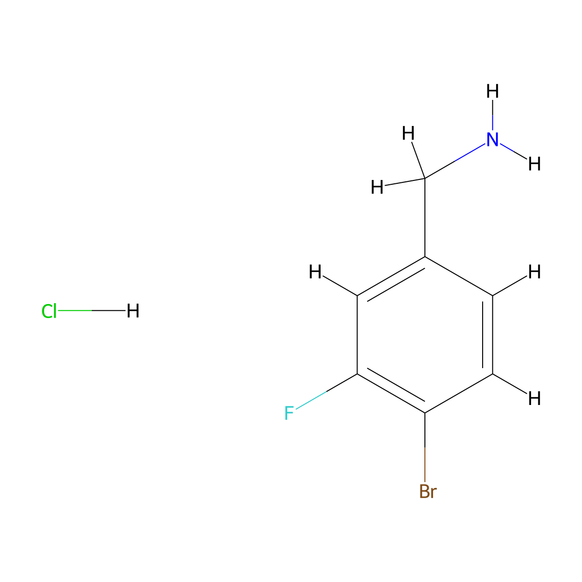 (4-Bromo-3-fluorophenyl)methanamine hydrochloride molecular structure, CAS 1214342-53-6