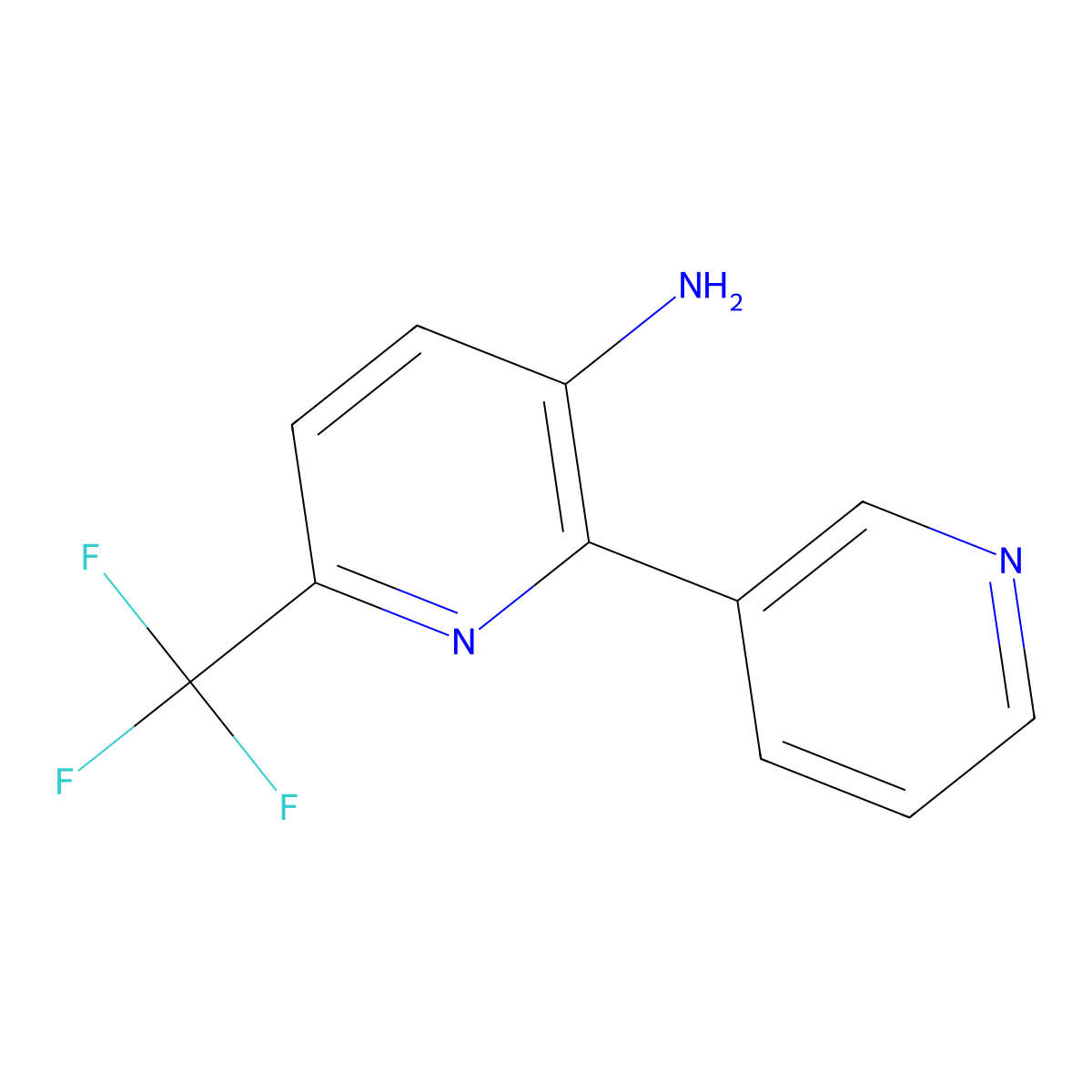 2-(Pyridin-3-yl)-6-(trifluoromethyl)pyridin-3-amine molecular structure, CAS 1214343-22-2