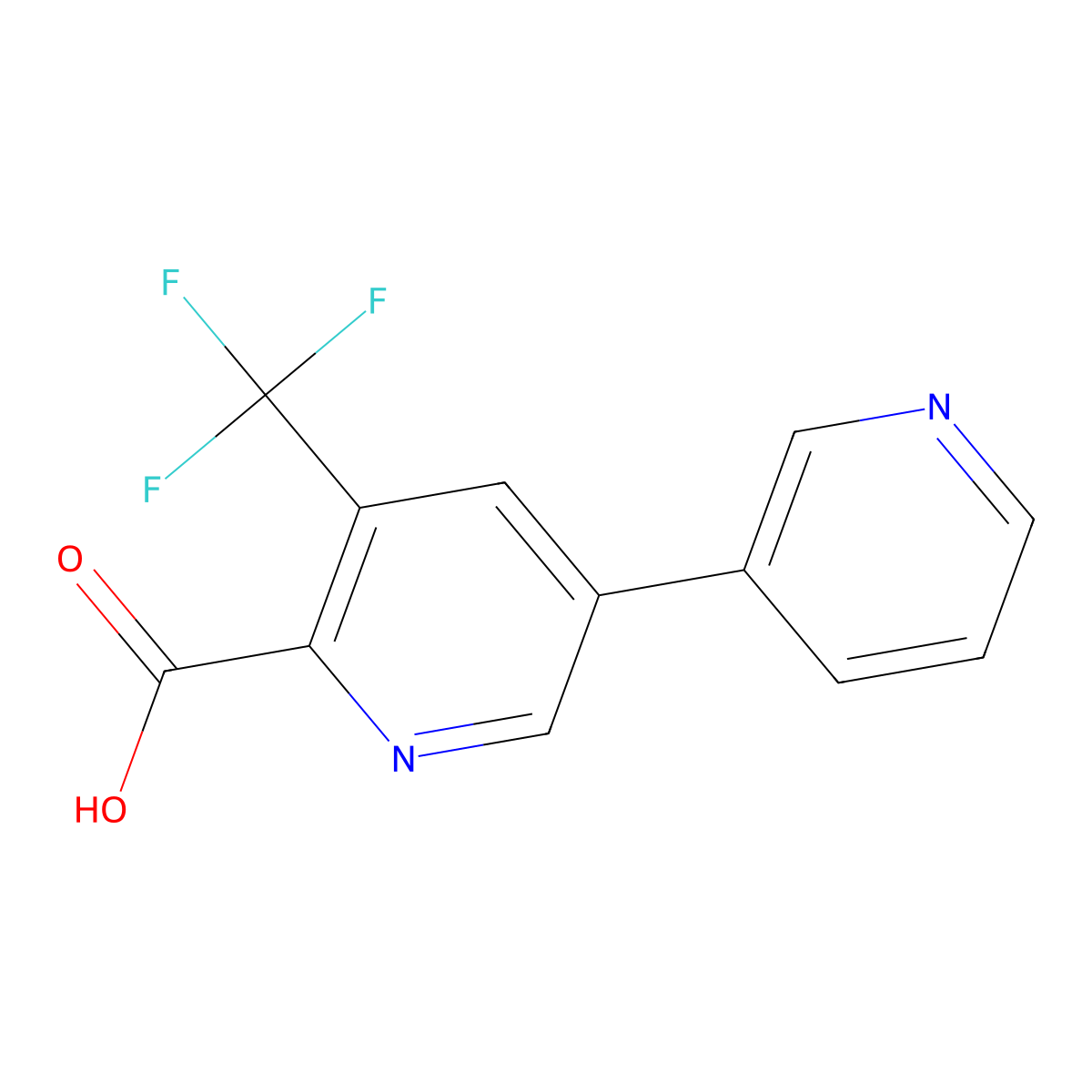 5-(Pyridin-3-yl)-3-(trifluoromethyl)picolinic acid molecular structure, CAS 1214343-46-0