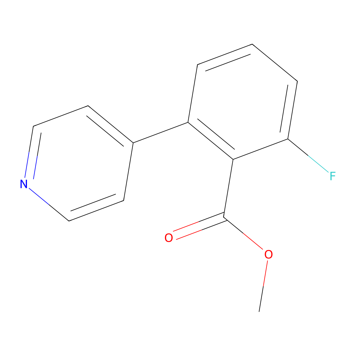 Methyl 2-fluoro-6-pyridin-4-ylbenzoate molecular structure, CAS 1214343-58-4