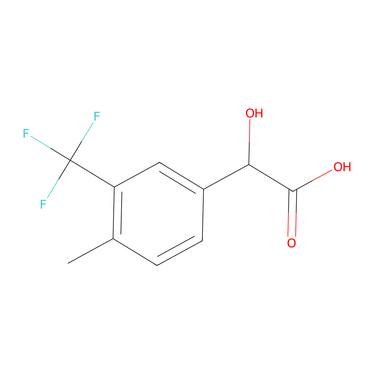 2-Hydroxy-2-[4-methyl-3-(trifluoromethyl)phenyl]acetic acid molecular structure, CAS 1214343-96-0
