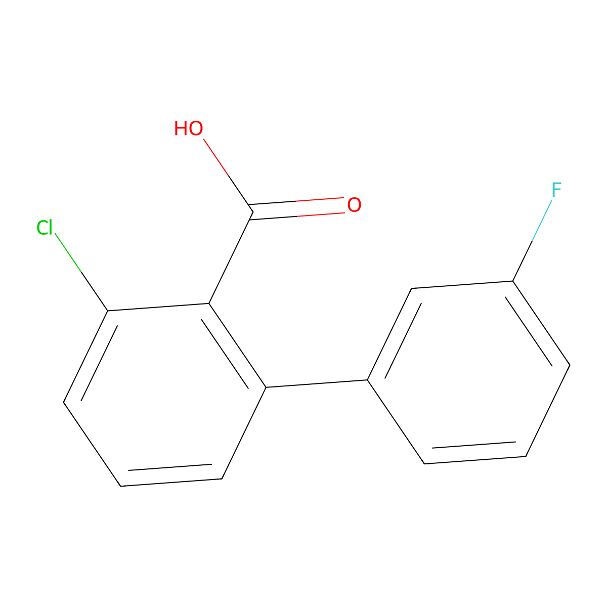 3-Chloro-3'-fluoro[1,1'-biphenyl]-2-carboxylic acid molecular structure, CAS 1214344-18-9
