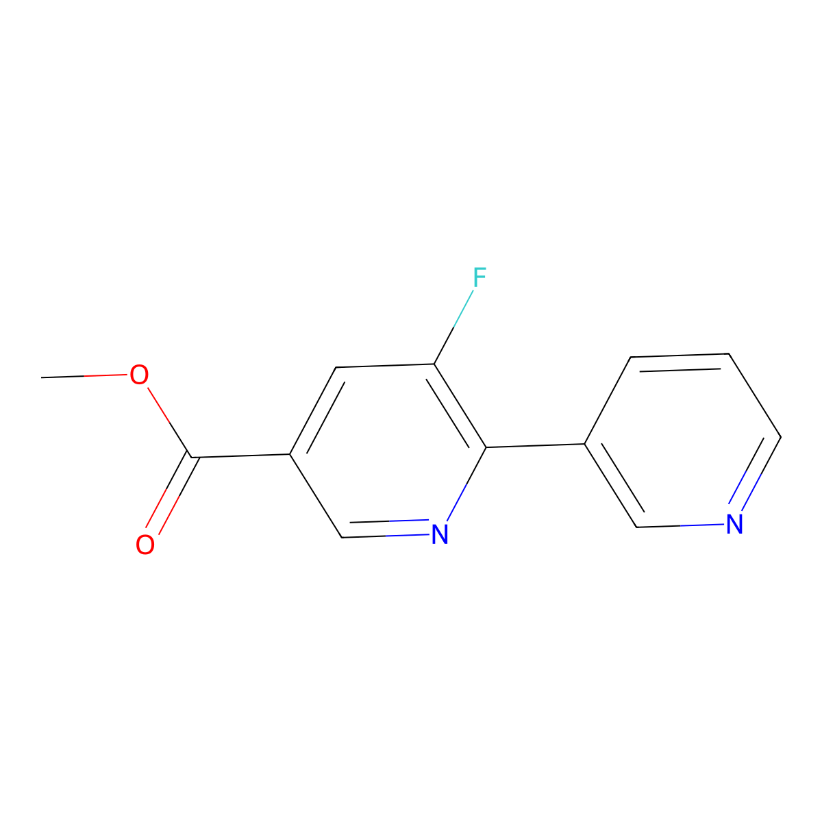 Methyl 5-fluoro-6-pyridin-3-ylpyridine-3-carboxylate molecular structure, CAS 1214344-29-2