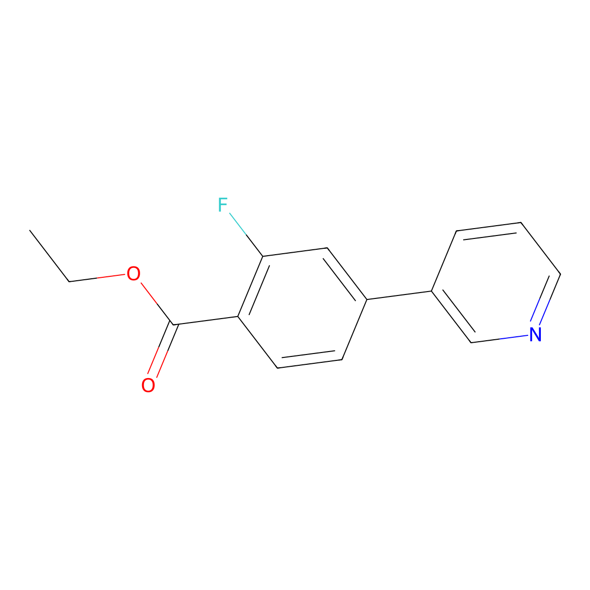 Ethyl 2-fluoro-4-(3-pyridinyl)benzoate molecular structure, CAS 1214344-47-4