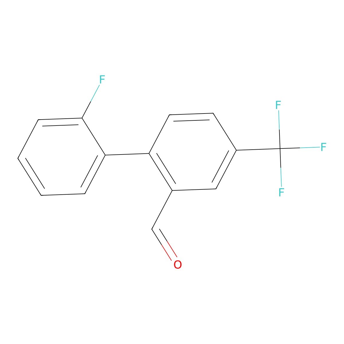 2'-Fluoro-4-(trifluoromethyl)-[1,1'-biphenyl]-2-carbaldehyde molecular structure, CAS 1214344-94-1