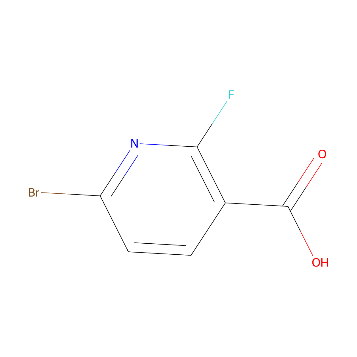 6-Bromo-2-fluoro-3-pyridinecarboxylic acid molecular structure, CAS 1214345-17-1