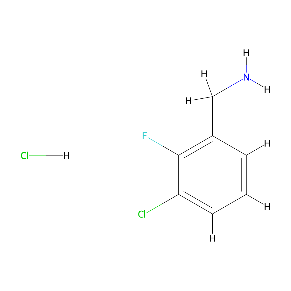(3-Chloro-2-fluorophenyl)methanamine hydrochloride molecular structure, CAS 1214345-21-7