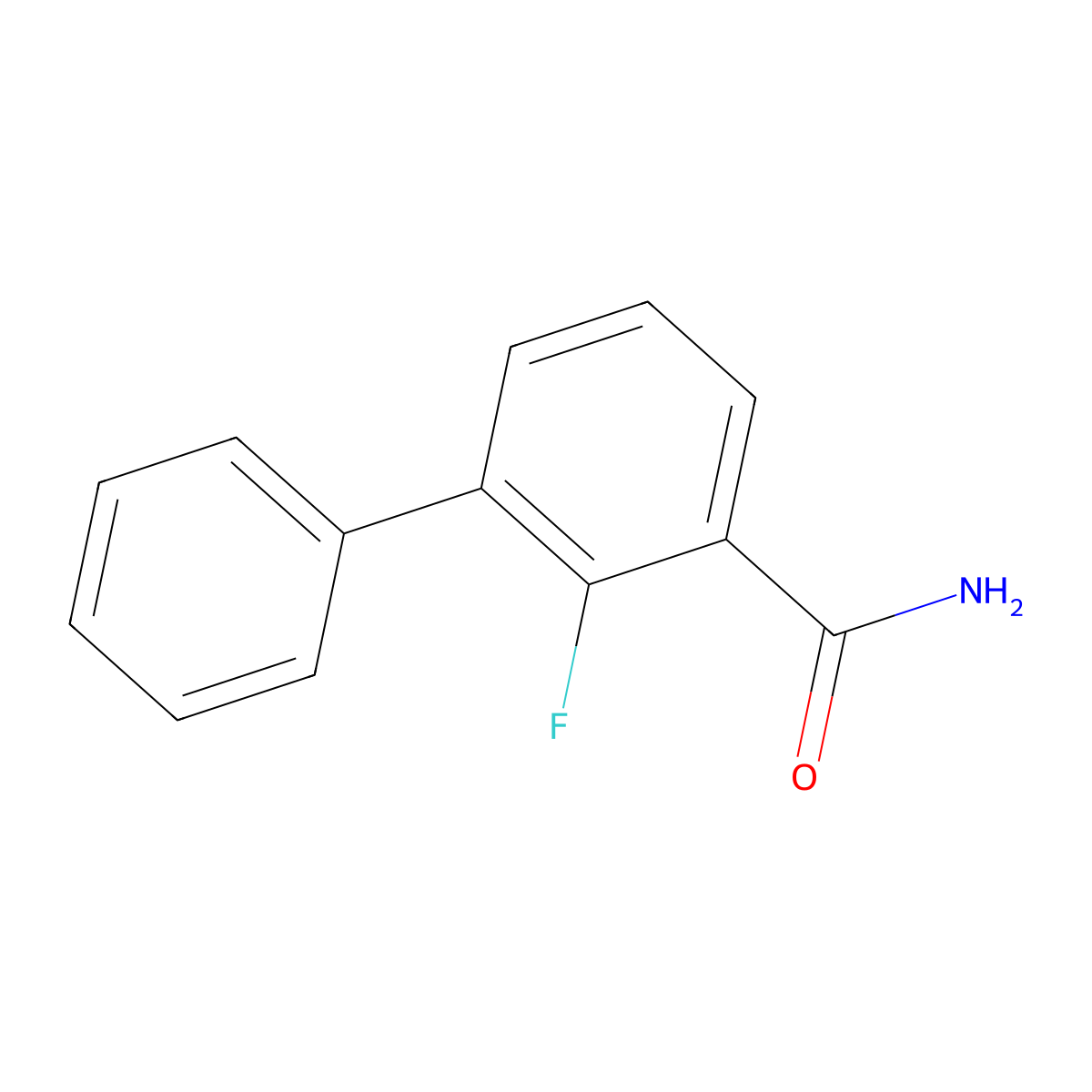 2-Fluoro-[1,1'-biphenyl]-3-carboxamide molecular structure, CAS 1214345-49-9